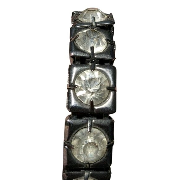 Crystal Rhinestone Dark Metal Bangle Bracelet Bling Costume - Picture 4 of 16